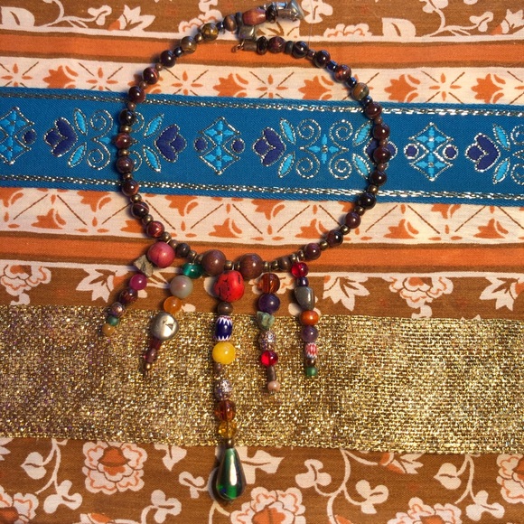 Handmade Bohemian Glass Bead Choker Necklace - Picture 2 of 5